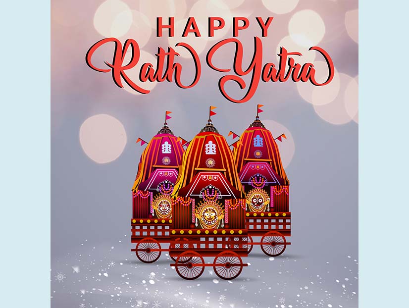 Flat Rath yatra red color illustration 